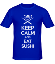 Мужская футболка Keep calm and eat sushi фото
