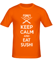 Мужская футболка Keep calm and eat sushi фото