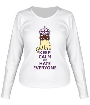 Женская футболка длинный рукав Keep calm and hate everyone