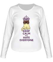 Женская футболка длинный рукав Keep calm and hate everyone фото
