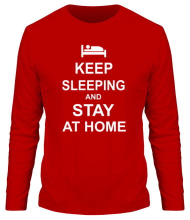 Мужская футболка длинный рукав Keep sleeping and stay at home