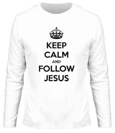 Мужская футболка длинный рукав Keep calm and follow Jesus.
