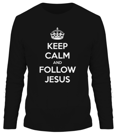 Мужская футболка длинный рукав Keep calm and follow Jesus.