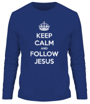 Мужская футболка длинный рукав Keep calm and follow Jesus. фото