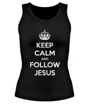Женская майка борцовка Keep calm and follow Jesus. фото