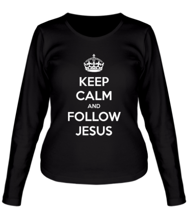 Женская футболка длинный рукав Keep calm and follow Jesus.