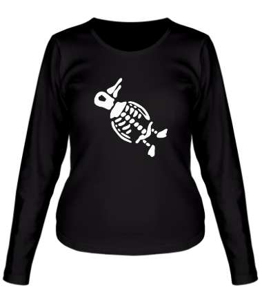 Женская футболка длинный рукав Пингвин скелет