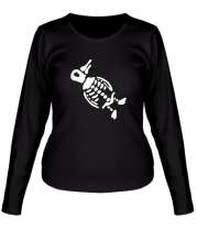 Женская футболка длинный рукав Пингвин скелет фото
