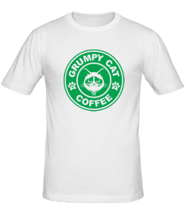 Мужская футболка Grumpy cat coffee