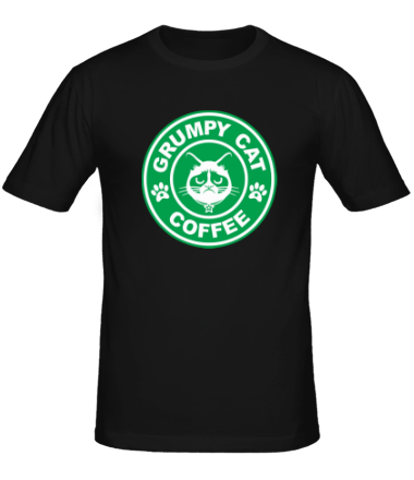 Мужская футболка Grumpy cat coffee