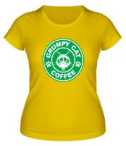 Женская футболка Grumpy cat coffee фото