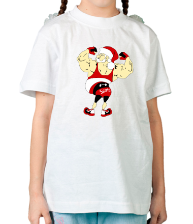 Детская футболка Санта бодибилдер