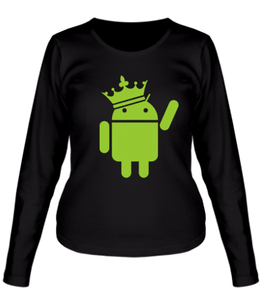 Женская футболка длинный рукав Андроид король