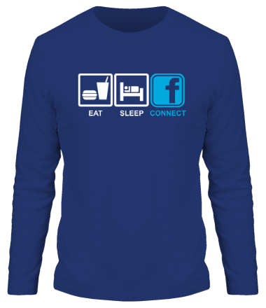 Мужская футболка длинный рукав Eat, sleep, facebook