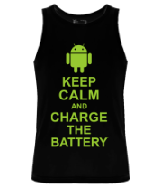 Мужская майка Keep calm and charge the battery (android)