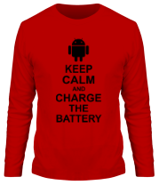 Мужская футболка длинный рукав Keep calm and charge the battery (android) фото