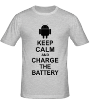 Мужская футболка Keep calm and charge the battery (android) фото