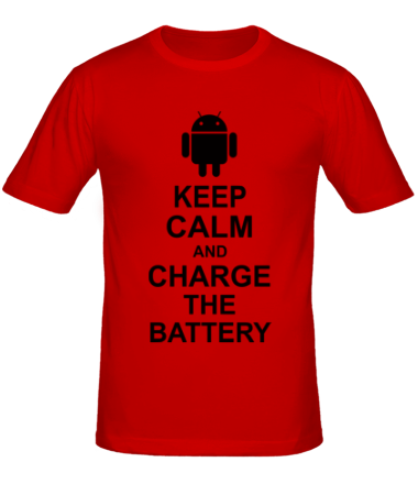 Мужская футболка Keep calm and charge the battery (android)