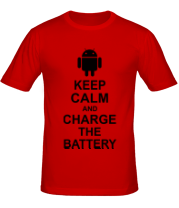 Мужская футболка Keep calm and charge the battery (android) фото