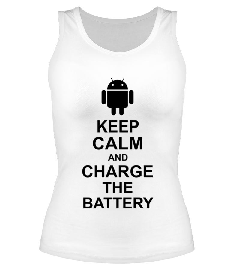 Женская майка борцовка Keep calm and charge the battery (android)