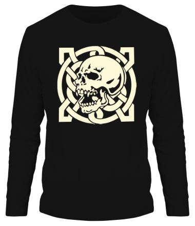 Мужская футболка длинный рукав Череп с кельтским узором (свет)