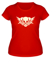 Женская футболка Три черепа с крыльями (свет) фото