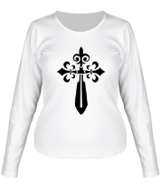 Женская футболка длинный рукав Узорный крест фото
