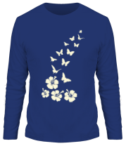 Мужская футболка длинный рукав Бабочки и цветы (свет)