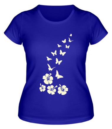 Женская футболка Бабочки и цветы (свет)