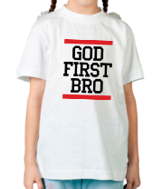 Детская футболка God first bro фото