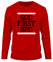 Мужская футболка длинный рукав God first bro фото