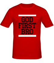 Мужская футболка God first bro фото