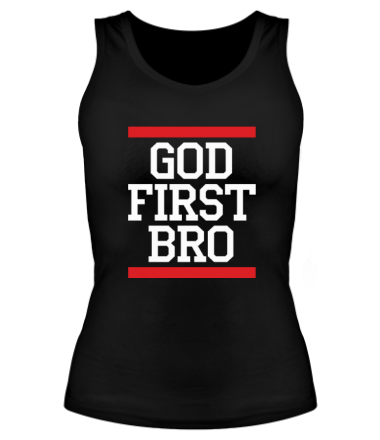 Женская майка борцовка God first bro