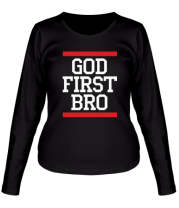 Женская футболка длинный рукав God first bro фото