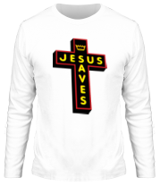 Мужская футболка длинный рукав Jesus Saves_3D фото