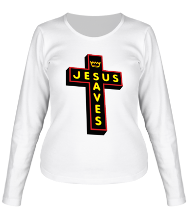 Женская футболка длинный рукав Jesus Saves_3D