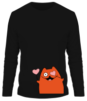 Мужская футболка длинный рукав Кот с сердечками (мужская) фото