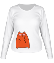 Женская футболка длинный рукав Кот с сердечками (женская) фото