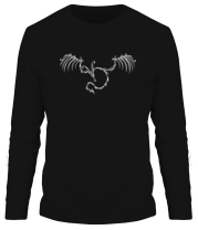 Мужская футболка длинный рукав Тату - скелет дракона фото