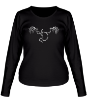 Женская футболка длинный рукав Тату - скелет дракона фото