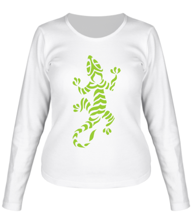 Женская футболка длинный рукав Полосатая ящерица