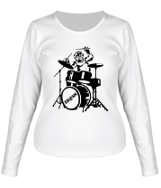 Женская футболка длинный рукав Обезьяна с барабанами фото
