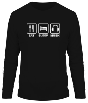 Мужская футболка длинный рукав Eat Sleep Music фото