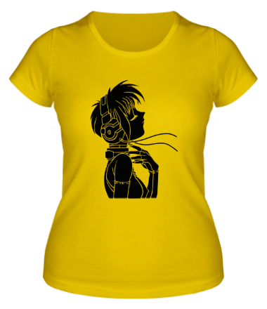 Женская футболка Девушка с наушниками