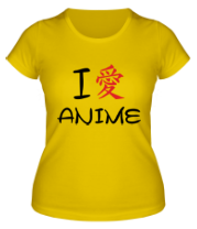 Женская футболка I love anime фото