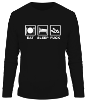 Мужская футболка длинный рукав Eat sleep fuck фото