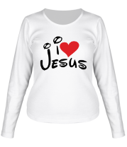Женская футболка длинный рукав I love Jesus фото
