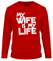 Мужская футболка длинный рукав my wife is my life фото