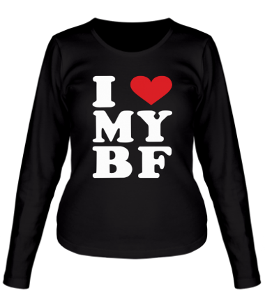 Женская футболка длинный рукав I love my bf (i love my boyfriend)