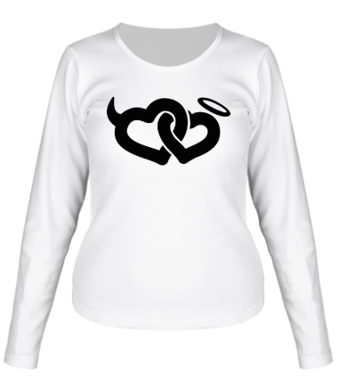 Женская футболка длинный рукав Два сердца